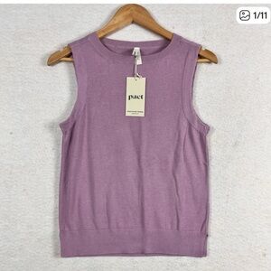 Pact Paisley Heather Classic Fine Knit Shell XL Lavender